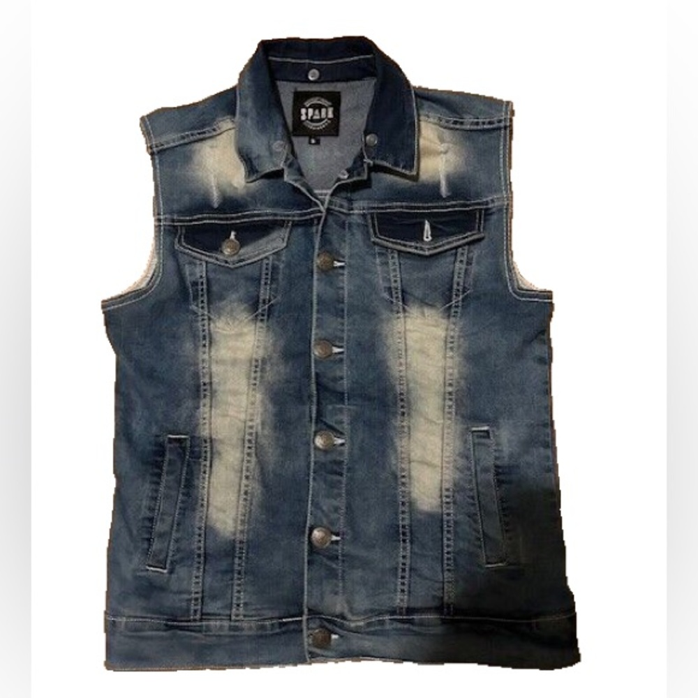 Acid Washed Denim Vest, Men’s Small